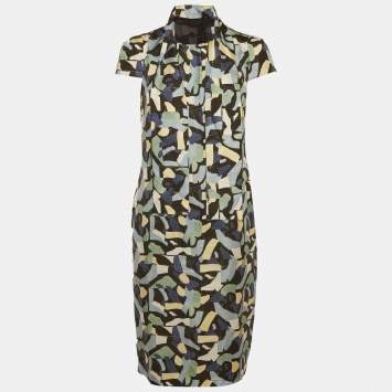 Pre Owned Max Mara Multicolour Satin Cape Sleeve Mini Dress M