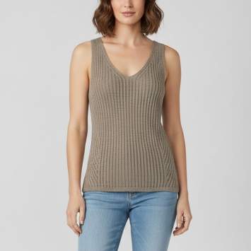 مملوكة مسبقًا Max Mara Beige Sheer Vicini Knitted Tank Top XS