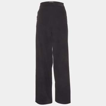Pre Owned Max Mara Navy Blue Corduroy Wide Leg Pants L 