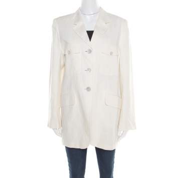 Pre Owned Max Mara Cream Linen Blazer L