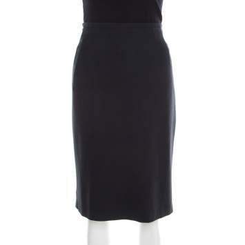 Pre Owned Max Mara Black Stretch Knit Pencil Skirt L