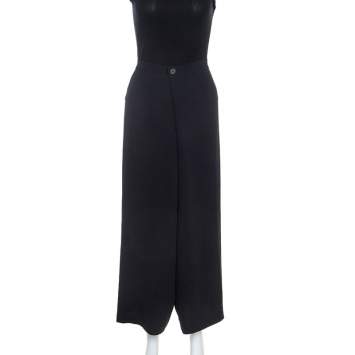 Pre Owned Max Mara Navy Blue Crepe Overlap Detail Culottes XS