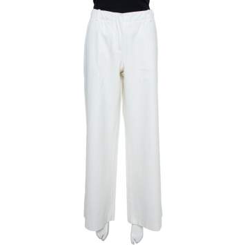 Pre Owned Max Mara  White Denim Wide Leg Pants L