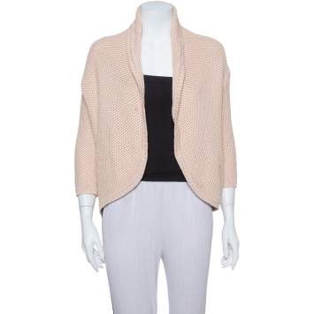 Pre Owned Max Mara Pink Open Knit Open Front Jacket S