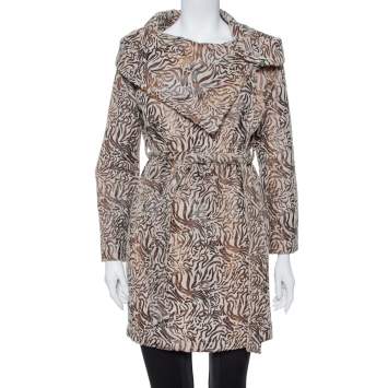 Pre Owned Max Mara Beige Wool Oversized Collar Detail Belted Mid Length Coat M