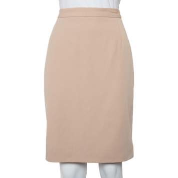 Pre Owned Max Mara Beige Wool Knee Length Skirt L