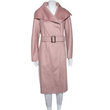 Pre Owned Max Mara Blush Pink Cashmere Belted Cucito A Mano Coat M