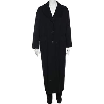 Pre Owned Max Mara Black Wool & Cashmere Oversized Long Coat S