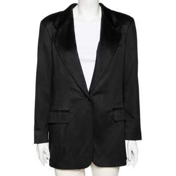 Pre Owned Max Mara Black Cashmere Button Front Jacket M
