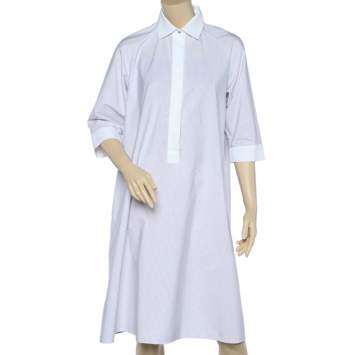 Pre Owned Max Mara Pink Striped Cotton Oversized Midi Dress S