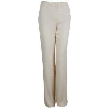 Pre Owned Max Mara Beige Silk Crepe Trousers M
