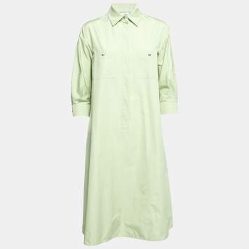 Pre Owned Max Mara Light Green Cotton Shirt Dress S