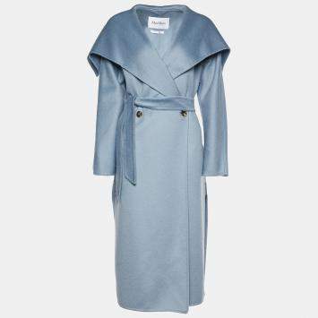 Pre Owned Max Mara Powder Blue Cashmere Belted Coat S