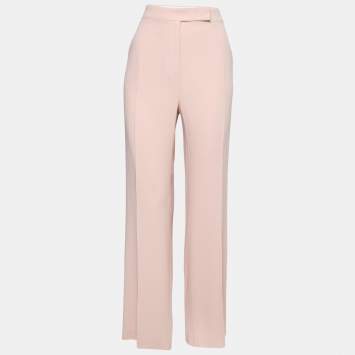 Pre Owned Max Mara Pink Crepe Straight-Leg Trousers XL