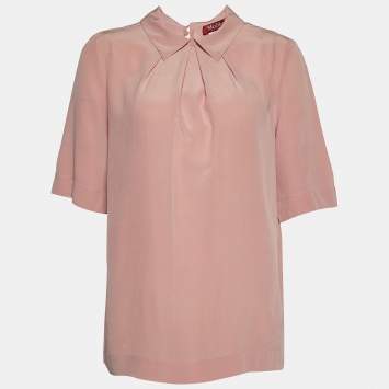 Pre Owned Max Mara Studio Pink Silk Top S