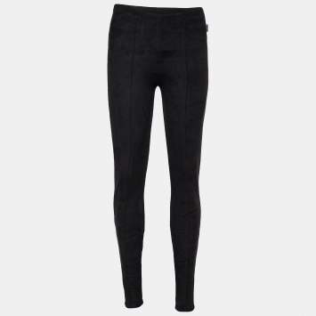 Pre Owned Max Mara Black Faux Suede Leggings S