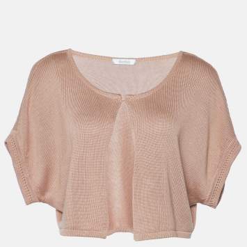 Pre Owned Max Mara Light Pink Knit Cropped Shrug L
