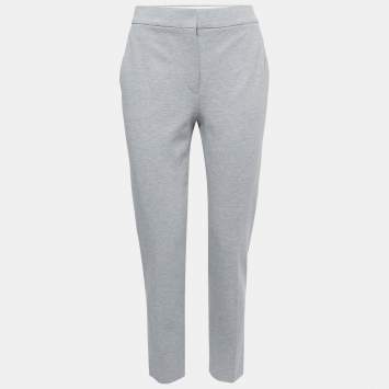 Pre Owned Max Mara Grey Jersey Knit Tailored Trousers M