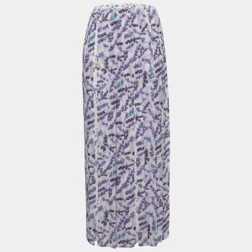 Pre Owned Max Mara White Floral Printed Georgette Oreste Maxi Skirt M