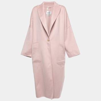 Pre Owned Max Mara Light Pink Cashmere Single Breasted Long Coat M