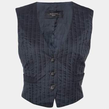 Pre Owned Max Mara Charcoal Grey Textured Waistcoat M