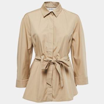 Pre Owned Max Mara Beige Cotton Belted Shirt M