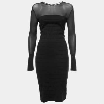 Pre Owned Max Mara Black Jersey Bodycon Mini Dress S