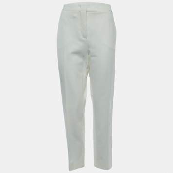 Pre Owned Max Mara White Jersey Knit Tapered Trousers XL