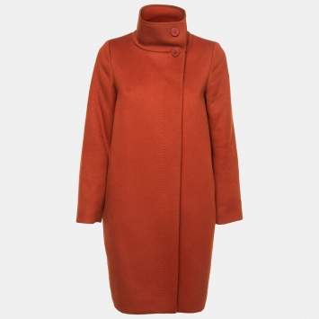 Pre Owned Max Mara Rust Orange Wool Coat XS