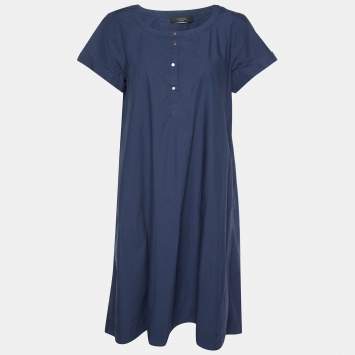 Pre Owned Weekend Max Mara Navy Blue Cotton Shift Dress M