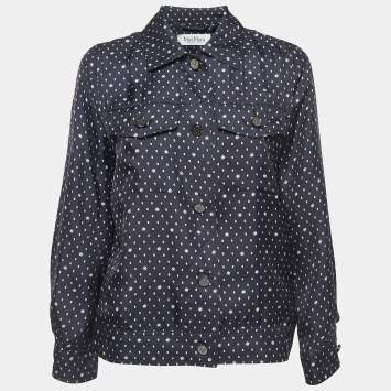 Pre Owned Max Mara Navy Blue Printed Pocket Detail Shirt S