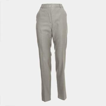 Pre Owned Max Mara Grey Wool Blend Tailored Trousers S