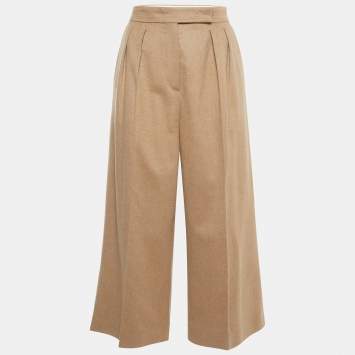 Pre Owned Max Mara Brown Camel Hair Cropped Trousers S