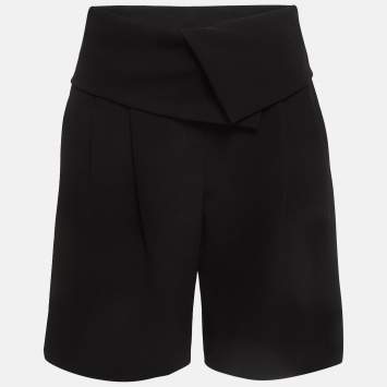 Pre Owned Max Mara Black Crepe High Waist Shorts M