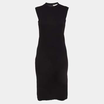 Pre Owned Max Mara Black Wool Knit Sleeveless Short Dress S