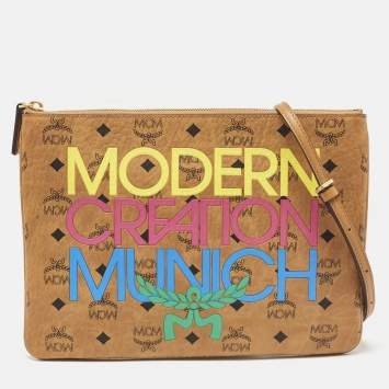 Pre Owned MCM x Honey Dijon Cognac Visetos Coated Canvas Crossbody Bag