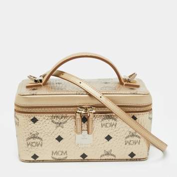 Pre Owned MCM Rockstar Gold Visetos Coated Canvas Vanity Case