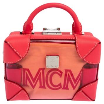 Pre Owned MCM Pink Transparent PVC and Leather Berlin Soft Box Bag