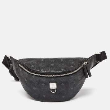 Pre Owned MCM Black Visetos Coated Canvas Fursten Belt Bag