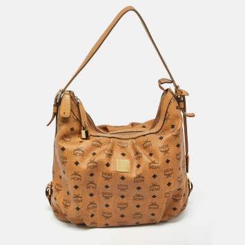 Pre Owned MCM Cognac Visetos Coated Canvas and Leather Large Hobo