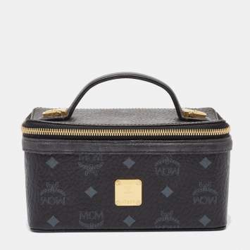 Pre Owned MCM Black Visetos Coated Canvas and Leather Rockstar Vanity Case Bag