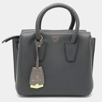 Pre Owned MCM Grey Leather Mini Milla Park Avenue Tote