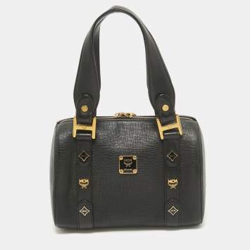 Pre Owned MCM Black Leather Mini Boston Bag
