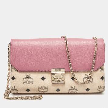 MCM Pink/Beige Visetos Faux Leather Millie Shoulder Bag