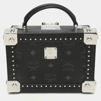 MCM Black Coated Canvas and Leather Berlin Box Bag