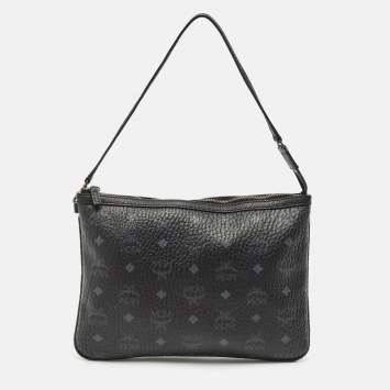 MCM Black Visetos Coated Canvas Slim Shoulder Bag