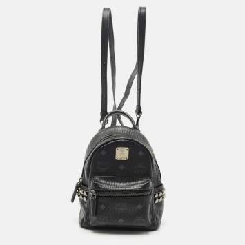 MCM Black Visetos Coated Canvas Mini Side Studs Stark Bebe Boo Backpack