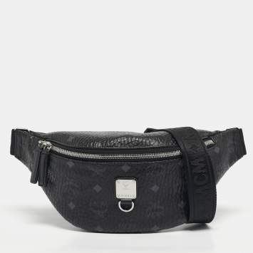 Pre Owned MCM Black Visetos Coated Canvas Fursten Belt Bag