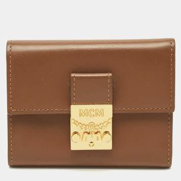 Pre Owned MCM Brown Leather Patricia Trifold Wallet