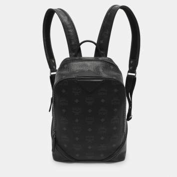 مملوكة مسبقًا MCM Duke Black Visetos Coated Canvas Backpacks